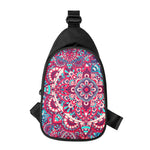 Pink Teal Bohemian Mandala Pattern Print Chest Bag