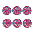 Pink Teal Bohemian Mandala Pattern Print Coaster Set