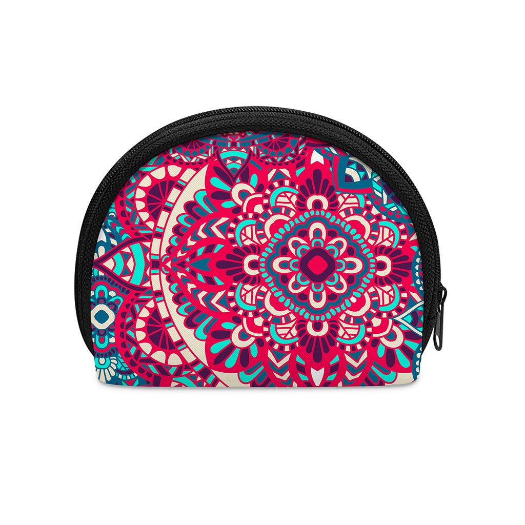 Pink Teal Bohemian Mandala Pattern Print Coin Purse