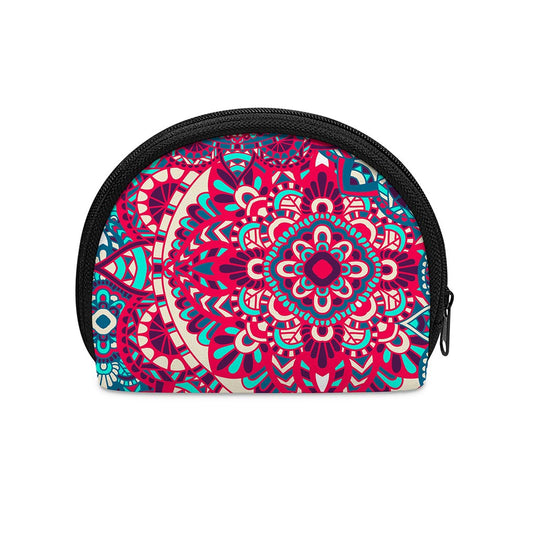 Pink Teal Bohemian Mandala Pattern Print Coin Purse