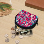 Pink Teal Bohemian Mandala Pattern Print Coin Purse
