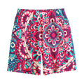 Pink Teal Bohemian Mandala Pattern Print Cotton Shorts