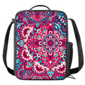 Pink Teal Bohemian Mandala Pattern Print Crossbody Lunch Bag