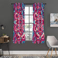 Pink Teal Bohemian Mandala Pattern Print Grommet Curtain Panels