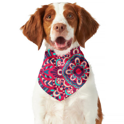 Pink Teal Bohemian Mandala Pattern Print Dog Bandana