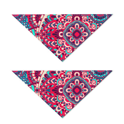 Pink Teal Bohemian Mandala Pattern Print Dog Bandana