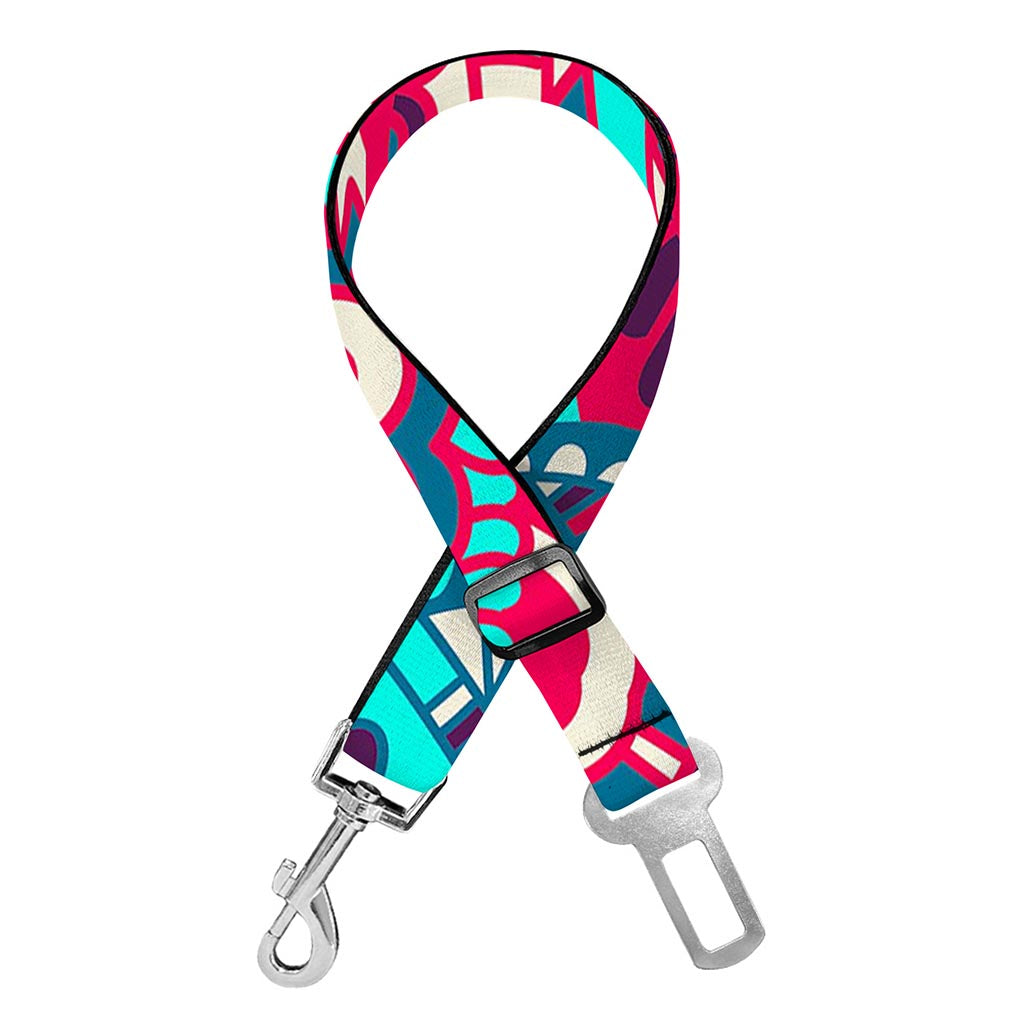 Pink Teal Bohemian Mandala Pattern Print Dog Seat Belt