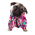 Pink Teal Bohemian Mandala Pattern Print Dog Zip Up Hoodie
