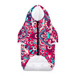 Pink Teal Bohemian Mandala Pattern Print Dog Zip Up Hoodie