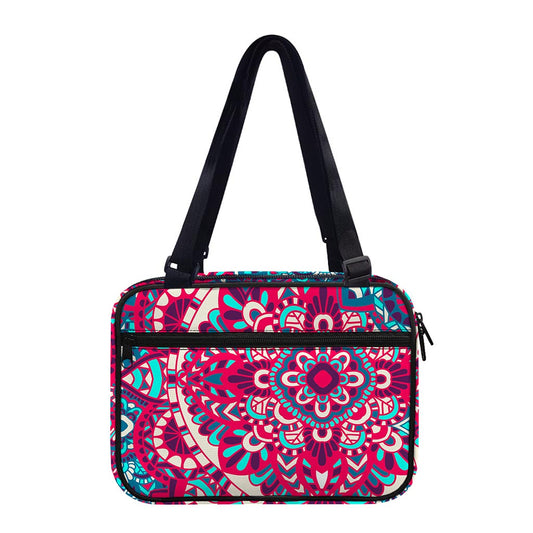 Pink Teal Bohemian Mandala Pattern Print Double Strap Bible Bag