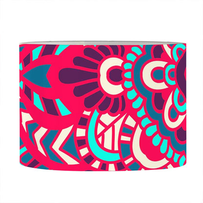 Pink Teal Bohemian Mandala Pattern Print Drum Lamp Shade