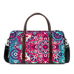 Pink Teal Bohemian Mandala Pattern Print Duffle Bag