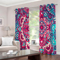 Pink Teal Bohemian Mandala Pattern Print Extra Wide Grommet Curtains