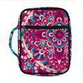Pink Teal Bohemian Mandala Pattern Print Front Pocket Bible Bag