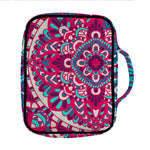 Pink Teal Bohemian Mandala Pattern Print Front Pocket Bible Bag