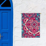 Pink Teal Bohemian Mandala Pattern Print Garden Flag