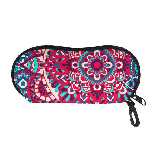 Pink Teal Bohemian Mandala Pattern Print Glasses Case