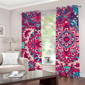 Pink Teal Bohemian Mandala Pattern Print Grommet Curtains