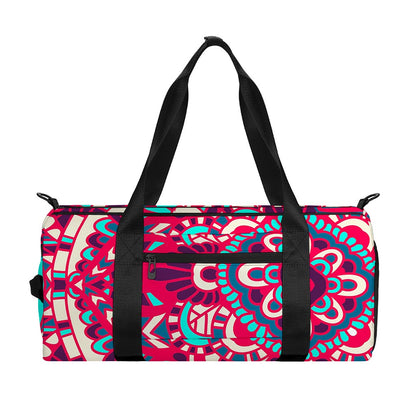 Pink Teal Bohemian Mandala Pattern Print Gym Bag