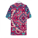 Pink Teal Bohemian Mandala Pattern Print Hawaiian Shirt