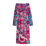 Pink Teal Bohemian Mandala Pattern Print Hooded Bathrobe