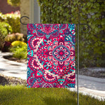 Pink Teal Bohemian Mandala Pattern Print House Flag