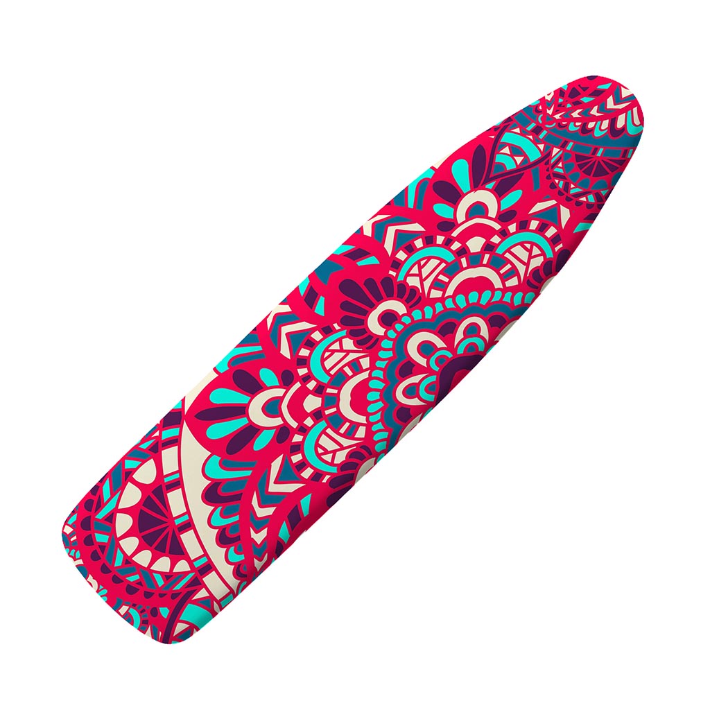 Pink Teal Bohemian Mandala Pattern Print Ironing Board Cover