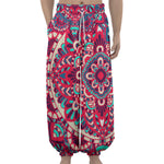 Pink Teal Bohemian Mandala Pattern Print Lantern Pants