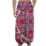 Pink Teal Bohemian Mandala Pattern Print Lantern Pants