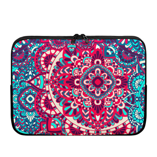 Pink Teal Bohemian Mandala Pattern Print Laptop Sleeve
