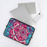 Pink Teal Bohemian Mandala Pattern Print Laptop Sleeve
