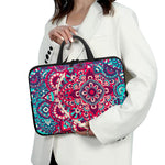 Pink Teal Bohemian Mandala Pattern Print Laptop Sleeve With Handle