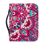 Pink Teal Bohemian Mandala Pattern Print Leather Bible Cover