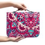 Pink Teal Bohemian Mandala Pattern Print Leather Bible Cover