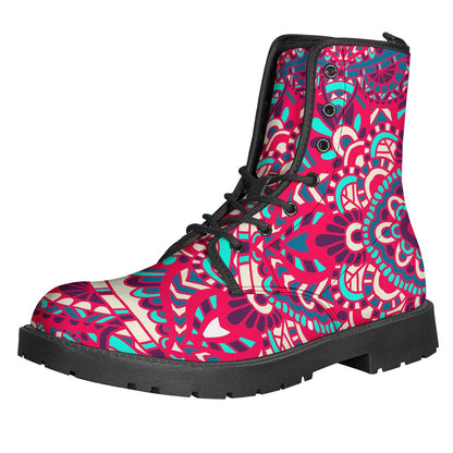 Pink Teal Bohemian Mandala Pattern Print Backpack