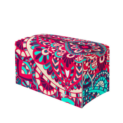 Pink Teal Bohemian Mandala Pattern Print Leather Tissue Box Cover