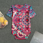 Pink Teal Bohemian Mandala Pattern Print Men's Bodysuit