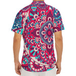 Pink Teal Bohemian Mandala Pattern Print Men's Deep V-Neck Shirt