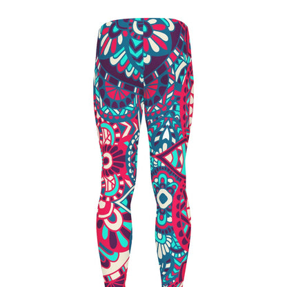 Pink Teal Bohemian Mandala Pattern Print Men's leggings