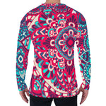 Pink Teal Bohemian Mandala Pattern Print Men's Long Sleeve T-Shirt