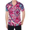 Pink Teal Bohemian Mandala Pattern Print Men's Shirt