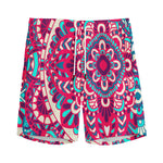 Pink Teal Bohemian Mandala Pattern Print Men's Sports Shorts