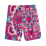 Pink Teal Bohemian Mandala Pattern Print Men's Sports Shorts