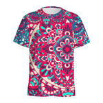 Pink Teal Bohemian Mandala Pattern Print Men's Sports T-Shirt
