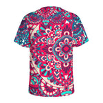 Pink Teal Bohemian Mandala Pattern Print Men's Sports T-Shirt