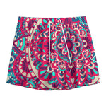Pink Teal Bohemian Mandala Pattern Print Mesh Shorts