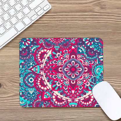 Pink Teal Bohemian Mandala Pattern Print Mouse Pad