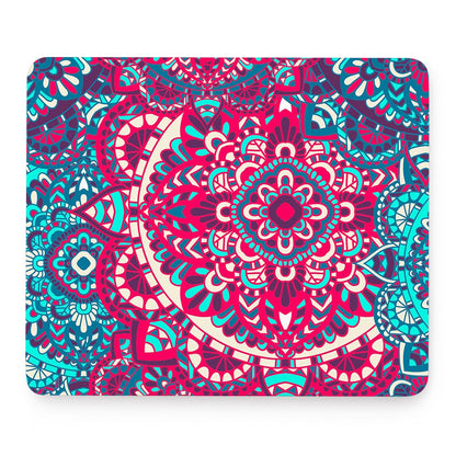 Pink Teal Bohemian Mandala Pattern Print Mouse Pad