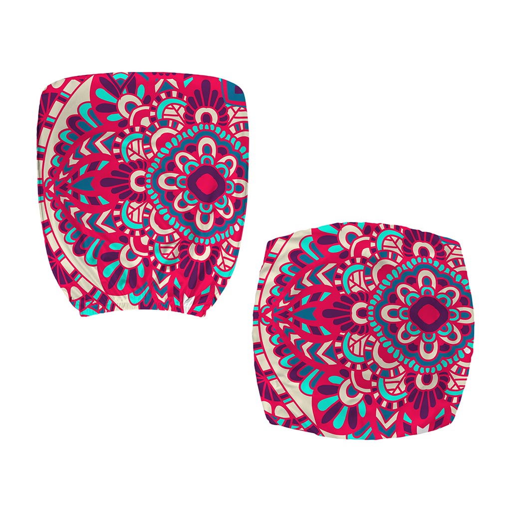 Pink Teal Bohemian Mandala Pattern Print Office Chair Cover