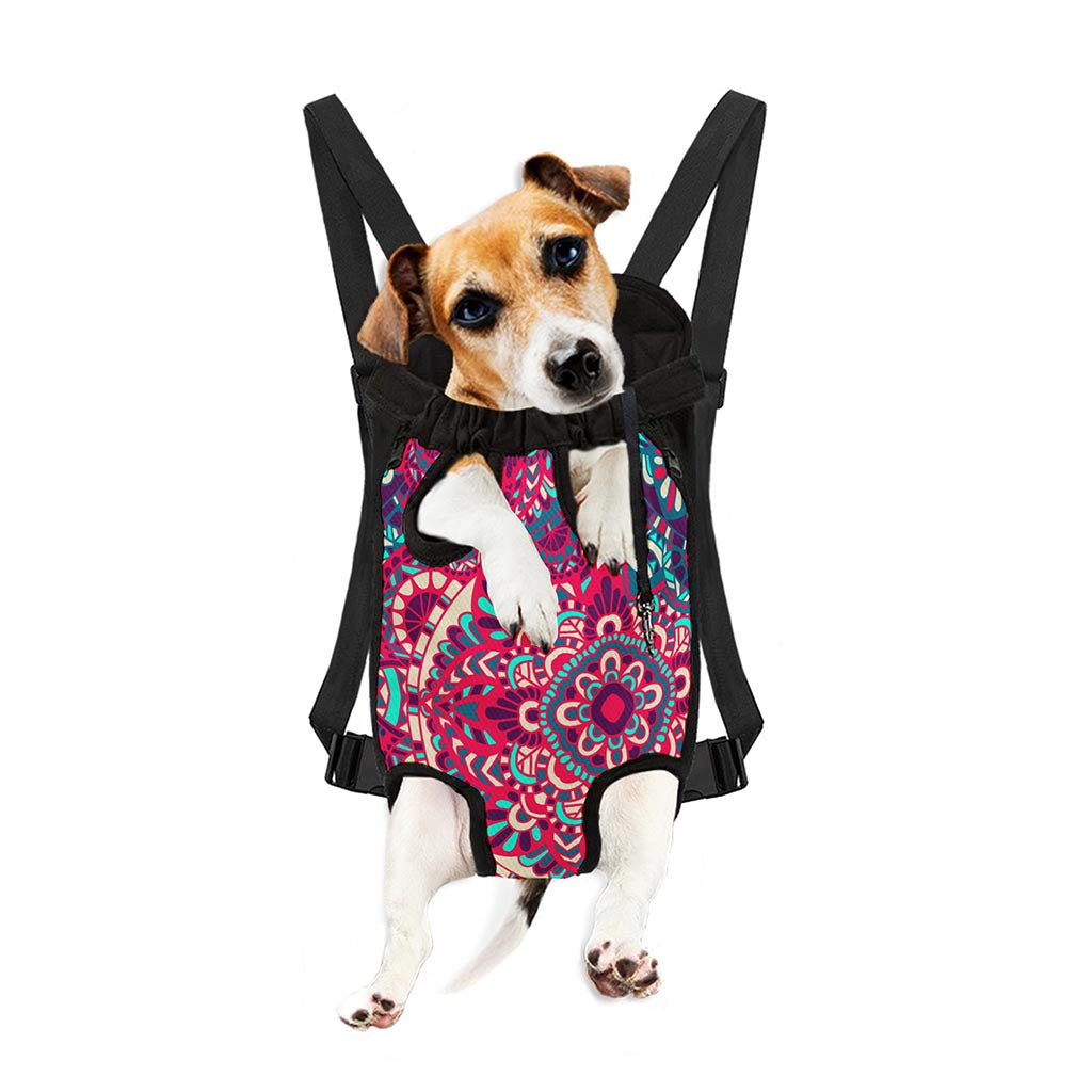 Pink Teal Bohemian Mandala Pattern Print Pet Carrier Backpack